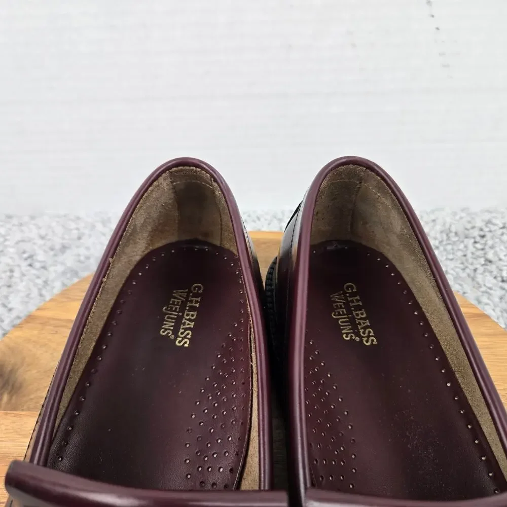 G.H. Bass & Co Weejuns Mens 13D Layton Burgundy Leather Kiltie Tassel Lug Loafer